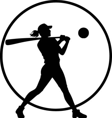 Softball - yüksek kaliteli vektör logosu - t-shirt grafiği için ideal vektör çizimi