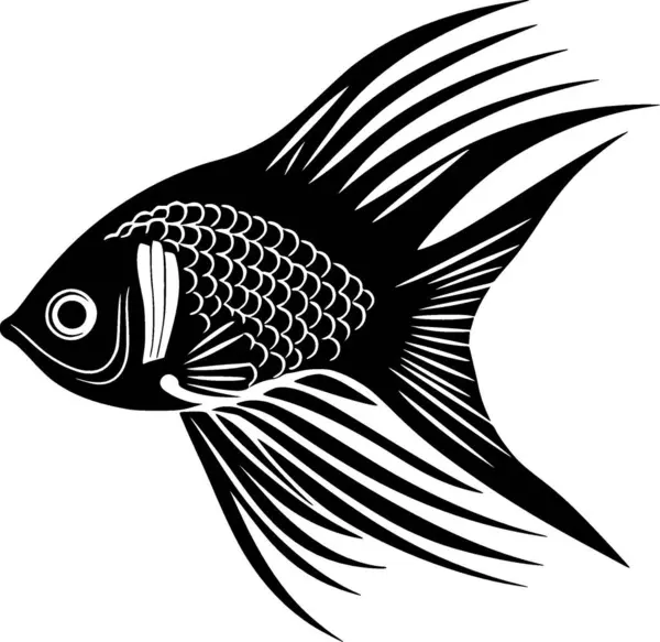 Stock vector Angelfish - black and white vector illustration