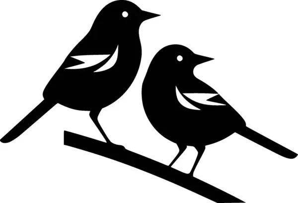 Stock vector Birds - black and white vector illustration