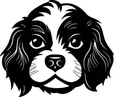 Yavru köpek - siyah ve beyaz vektör çizimi