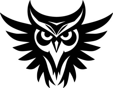 Owl - black and white isolated icon - vector illustration clipart