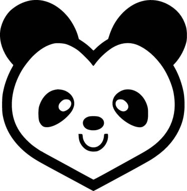 Panda - siyah ve beyaz vektör çizimi