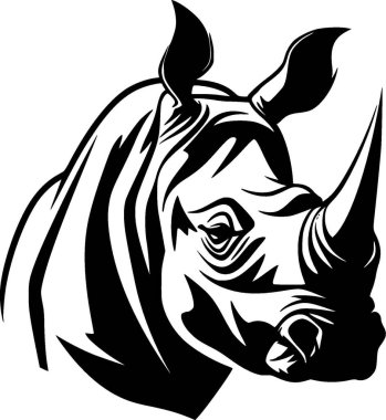 Rhinoceros - black and white vector illustration clipart