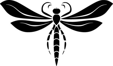 Dragonfly - black and white isolated icon - vector illustration clipart