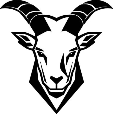 Goat - black and white vector illustration clipart