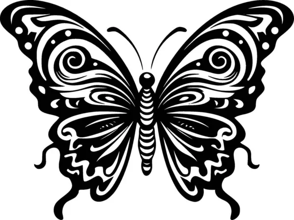 stock vector Butterfly - black and white isolated icon - vector illustration