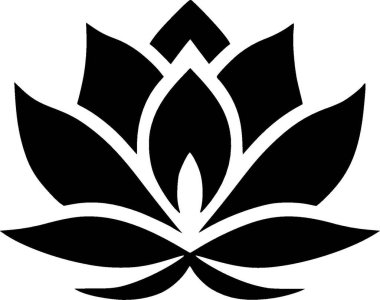 Lotus çiçeği - siyah ve beyaz izole edilmiş ikon - vektör illüstrasyonu