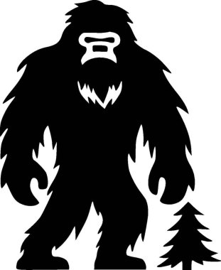 Bigfoot - black and white vector illustration clipart