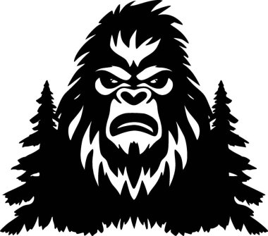 Bigfoot - black and white isolated icon - vector illustration clipart