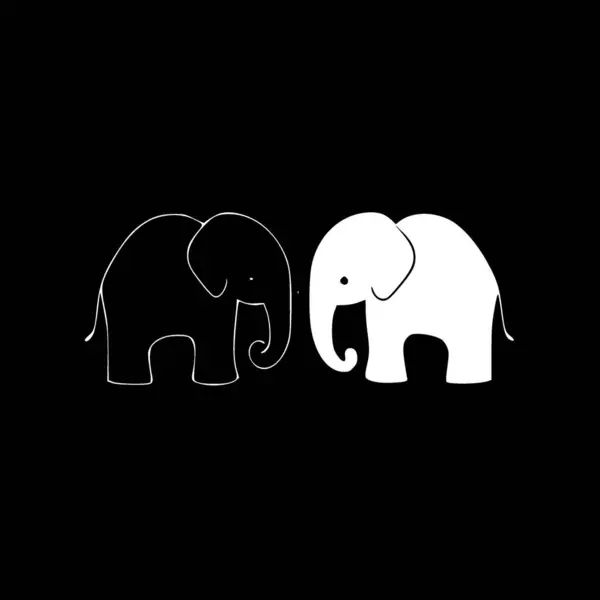 stock vector Elephants - black and white vector illustration