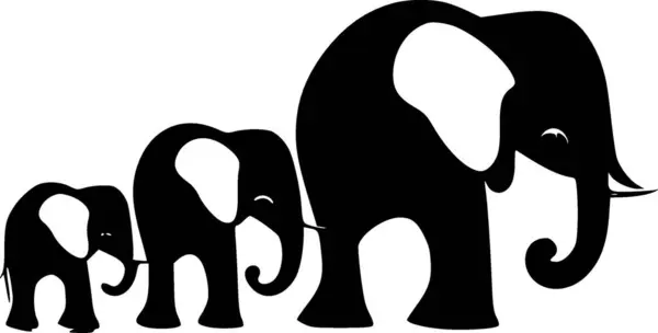 stock vector Elephants - black and white vector illustration