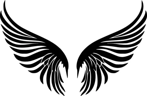 stock vector Angel wings - black and white isolated icon - vector illustration