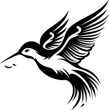 Sinekkuşu - siyah ve beyaz vektör illüstrasyonu