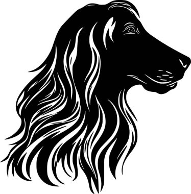 Afghan hound - black and white isolated icon - vector illustration clipart