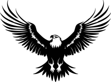 Eagle - black and white vector illustration clipart