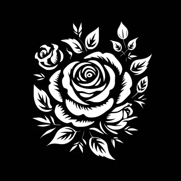 stock vector Roses - black and white vector illustration