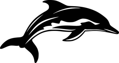 Dolphin - black and white isolated icon - vector illustration clipart