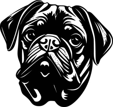 Pug - yüksek kaliteli vektör logosu - t-shirt grafiği için ideal vektör illüstrasyonu