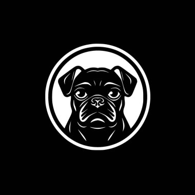 Pug - black and white vector illustration clipart