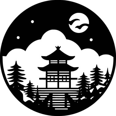 Japonya - minimalist ve basit siluet - vektör illüstrasyonu