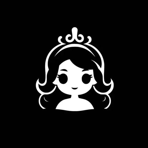 stock vector Princess - black and white isolated icon - vector illustration