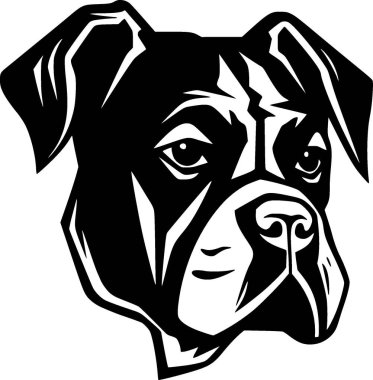 Boksör köpeği - siyah ve beyaz vektör illüstrasyonu