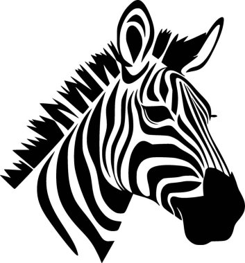 Zebra - siyah ve beyaz izole edilmiş ikon - vektör illüstrasyonu