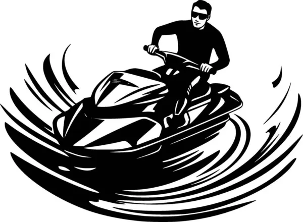 stock vector Jet ski - black and white vector illustration