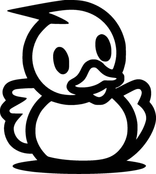 Stock vector Toy duck - black and white isolated icon - vector illustration