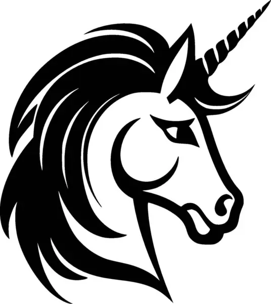 Stock vector Unicorn - black and white isolated icon - vector illustration