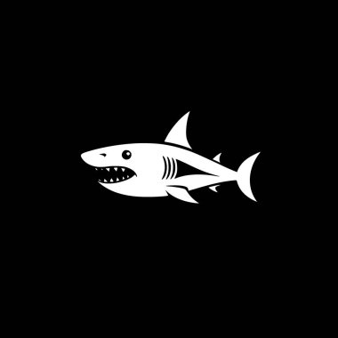 Shark - black and white vector illustration clipart