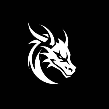 Dragon - black and white isolated icon - vector illustration clipart