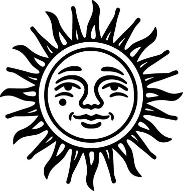 Sun - black and white isolated icon - vector illustration clipart