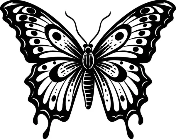 stock vector Butterfly - black and white isolated icon - vector illustration