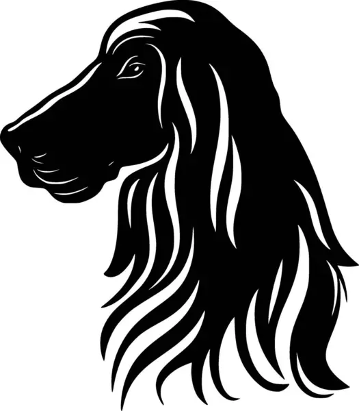 stock vector Afghan hound - black and white isolated icon - vector illustration