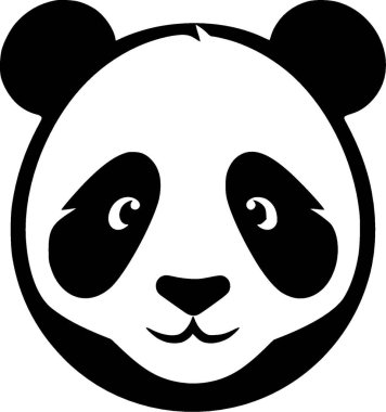 Panda - siyah ve beyaz vektör çizimi