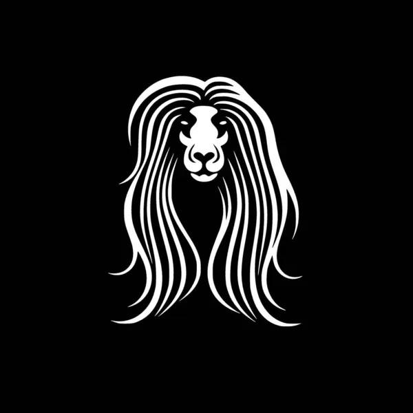 stock vector Afghan hound - black and white isolated icon - vector illustration