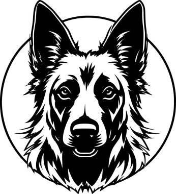 German shepherd - black and white isolated icon - vector illustration clipart