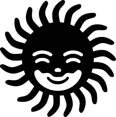 Sun - black and white vector illustration clipart