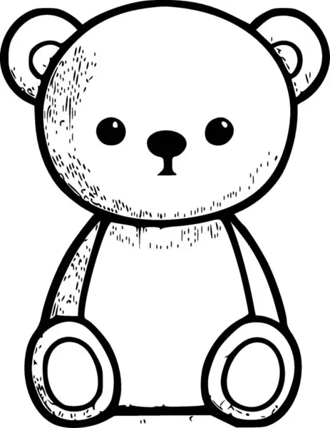 stock vector Teddy bear - black and white vector illustration