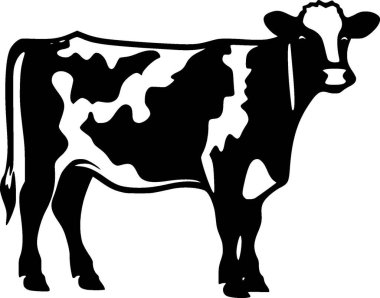 Cow - black and white vector illustration clipart