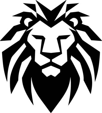 Lion - black and white vector illustration clipart