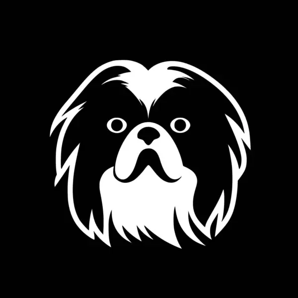 stock vector Japanese chin - black and white isolated icon - vector illustration