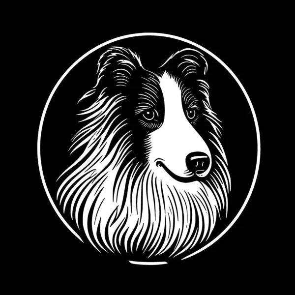 stock vector Shetland sheepdog - black and white isolated icon - vector illustration