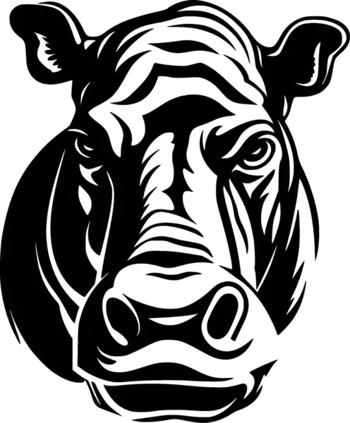 stock vector Hippopotamus - black and white vector illustration