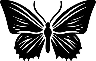 Butterfly - black and white isolated icon - vector illustration clipart