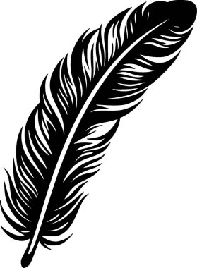 Feather - black and white vector illustration clipart