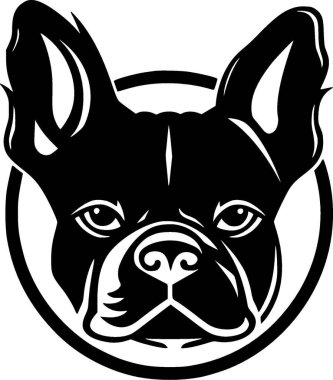 French bulldog - black and white vector illustration clipart