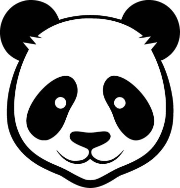 Panda - siyah ve beyaz vektör çizimi