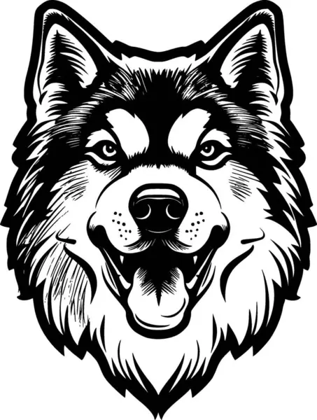 stock vector Alaskan malamute - black and white vector illustration